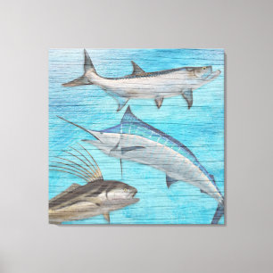 Toile Trophée poissons d'eau salée Tarpon Poisson coq Ma