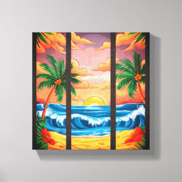 Toile Tropical Beach Wall Art Premium Emballé