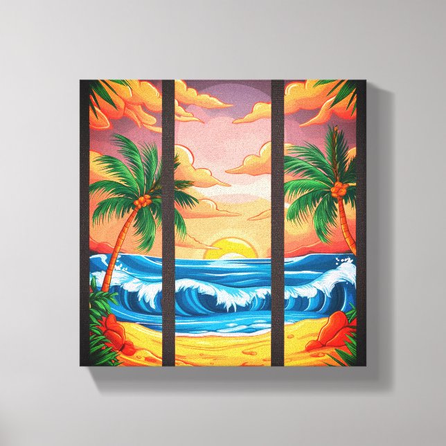 Toile Tropical Beach Wall Art Premium Emballé (Recto)