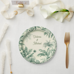 Toile Tropical Hawaiian Island Wedding Pappteller