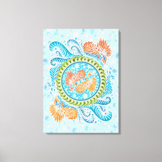 Toile Tropical Koi Mandala | Art Zen Océan Vibrant