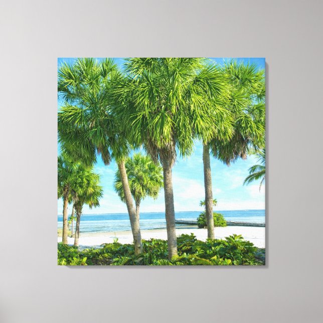 Toile Tropical Palm Garden Wall Art Coastal Decor (Recto)