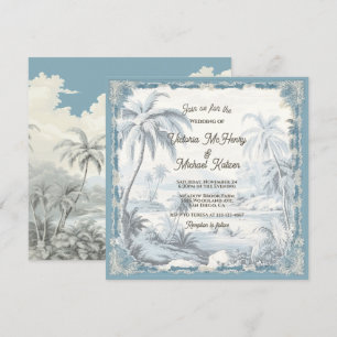 Toile Tropical Palm Trees Island Wedding Einladung