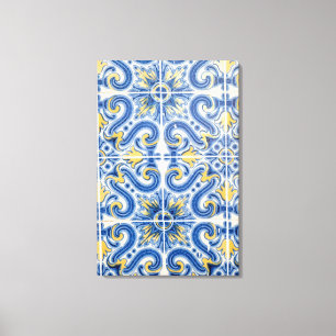 Toile Tuiles bleues et jaunes, Portugal