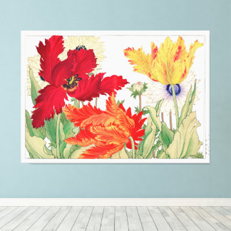 Toile Tulipe perroquet florale vintage Art japonais