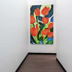 Toile Tulipes Aux Couleurs Fortes Art Floral Rouge
