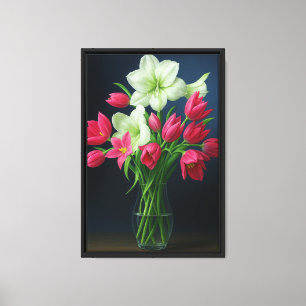 Toile Tulipes et Amaryllis dans Vase Still Life