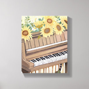 Toile Tune in Bloom   Tournesol Floral Aquarelle Piano