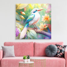 Turquoise aile crête blanche Imaginaire Oiseau