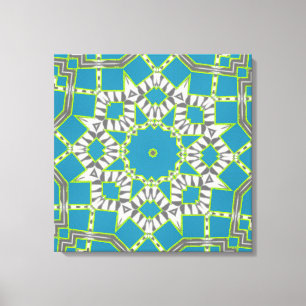 Toile Turquoise bleu Zèbre vert Motif kaléidoscope