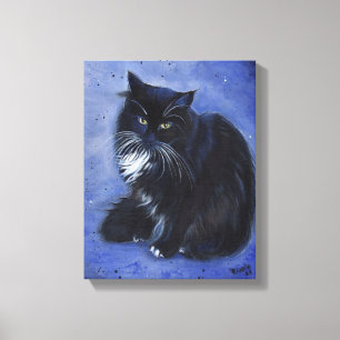 Toile Tuxedo art de chat noir et blanc par Renee Lavoie