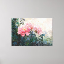 *~* TV2 Peinture Vintage Art Aquarelle Peony rose