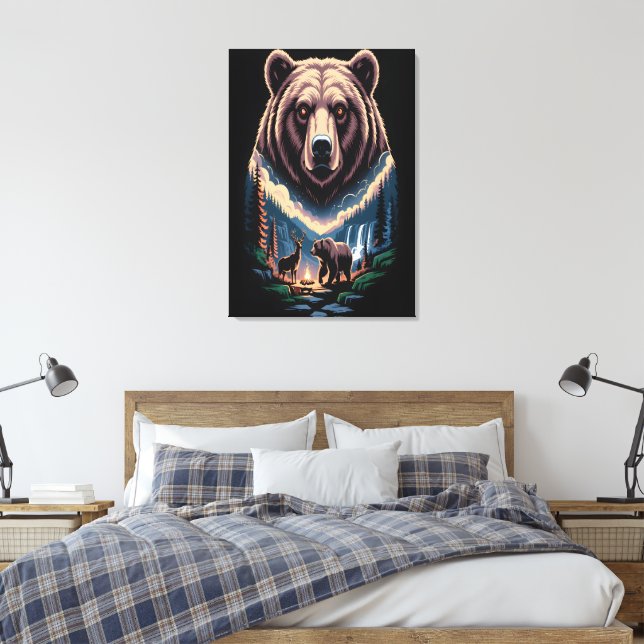 Toile Two bears in the forest dark (Insitu(Chambre))