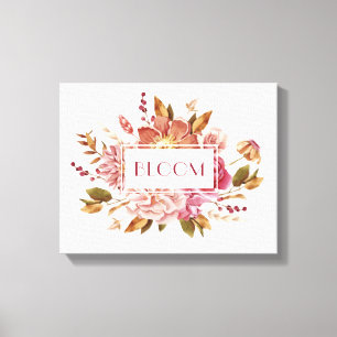 Toile Typographie Bloom   Élégant Bouquet Floral Rose
