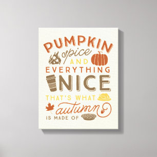 Toile Typographie citrouille d'épices Art d'automne