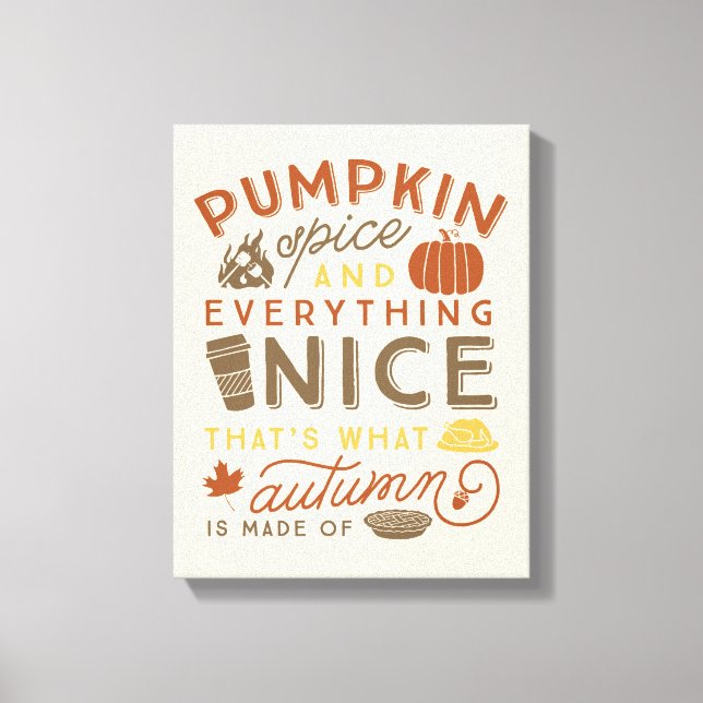 Toile Typographie citrouille d'épices Art d'automne (Recto)
