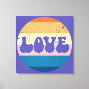 Toile Typographie d'amour rétro sur Arrière - plan Sunse