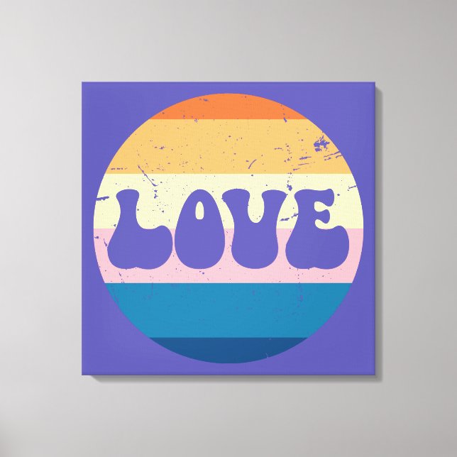 Toile Typographie d'amour rétro sur Arrière - plan Sunse (Recto)
