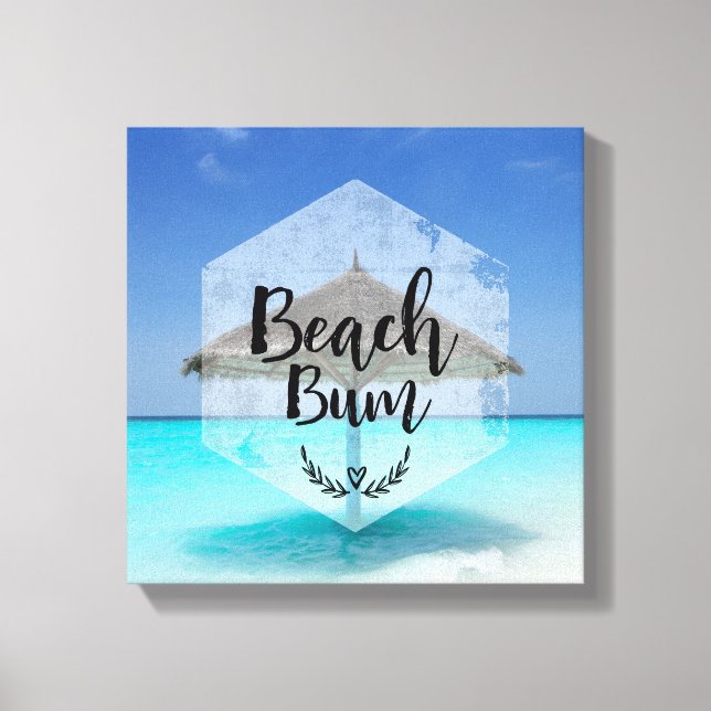Toile Typographie de cloche de plage - Parapluie sur la  (Recto)