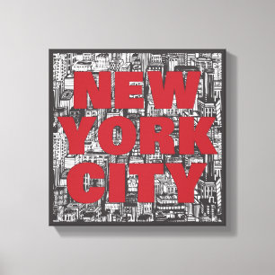 Toile Typographie de gratte-ciel de New York City  