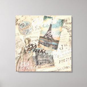Toile Typographie du Paris dénoué vintage