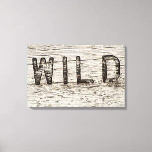 Toile Typographie sauvage brûlée par bois affligée