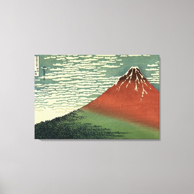 Toile Ukiyo-e South Wind Sky ou Fuji rouge de Hokusai (Recto)