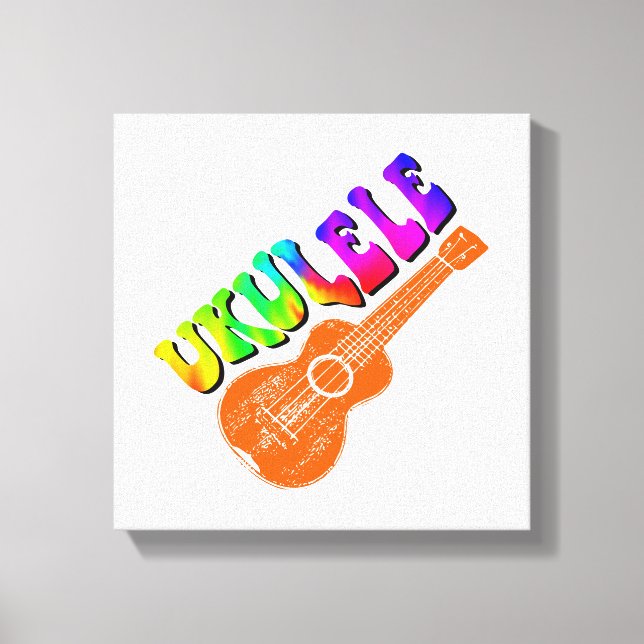Toile Ukulele Tie Dye Texte Super Art (Recto)