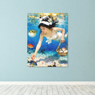 Toile "Umi Blossom" - Un Portrait Océanique
