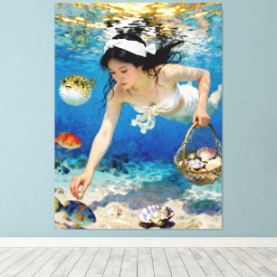 Toile "Umi Blossom" - Un Portrait Océanique