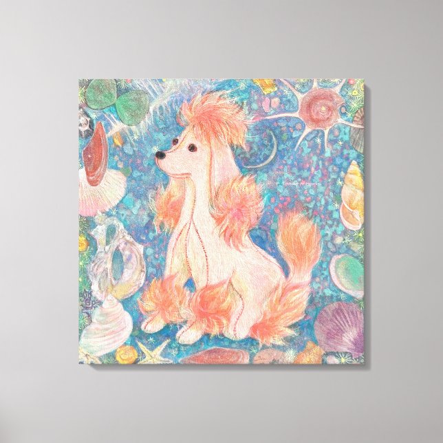 Toile "Umi Poodle" Pink Poodle & Seashell Dream Canvas A (Recto)
