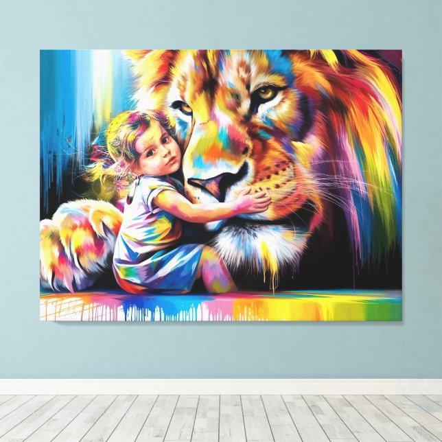 Toile Un Art numérique de Lion brillant et coloré (Insitu (Plancher de Bois))