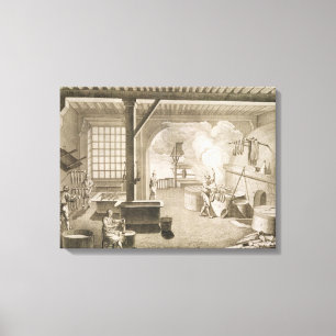 Toile Un atelier de séchoir en soie, de l'"Encyclopedie 