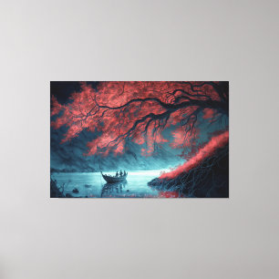 Toile Un bateau sur un plan d'eau