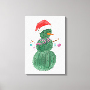 Toile Un bonhomme de neige de Noël très cactus