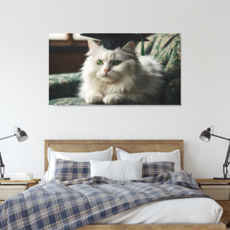 Toile Un chat blanc et moelleux portant une casquette de