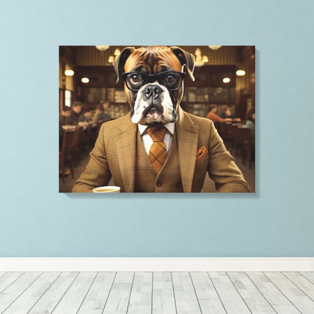 Toile Un chien mignon portant un costume comme un profes (Insitu (Plancher de Bois))