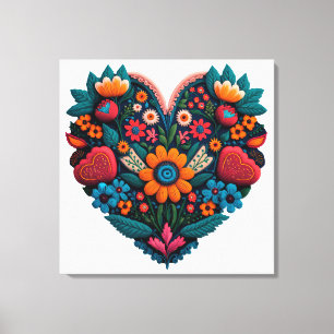 Toile Un coeur de fleurs inspiré par l'Ukraine