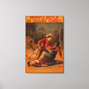 Toile Un cowboy de l'Arizona - cowboy et combat indien