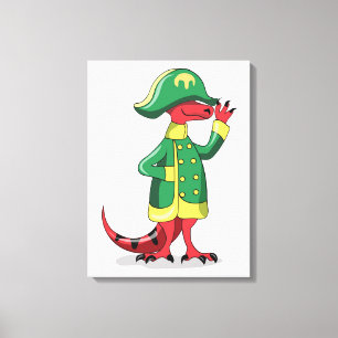 Toile Un Dessin Tyrannosaur Rex Habillé Comme Napoléon.