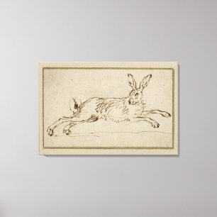 Toile Un Lièvre Coule, Avec Des Oreilles Piquées