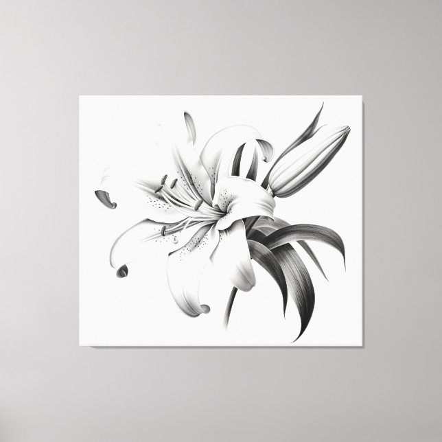 Toile Un moment de fleur Lily crayon croquis Charbon (Recto)