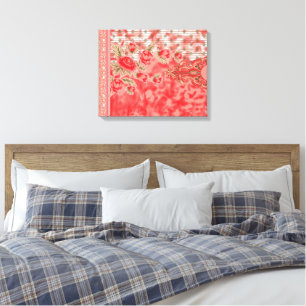 Toile Un motif floral rouge et rose vif avec el