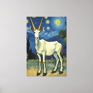 Toile un Oryx dans une nuit étoilée