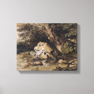 Toile Un paysage vallonné avec des figures approchant un