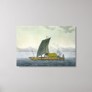 Toile Un radeau partant du port de Guayaquil, Equateur,