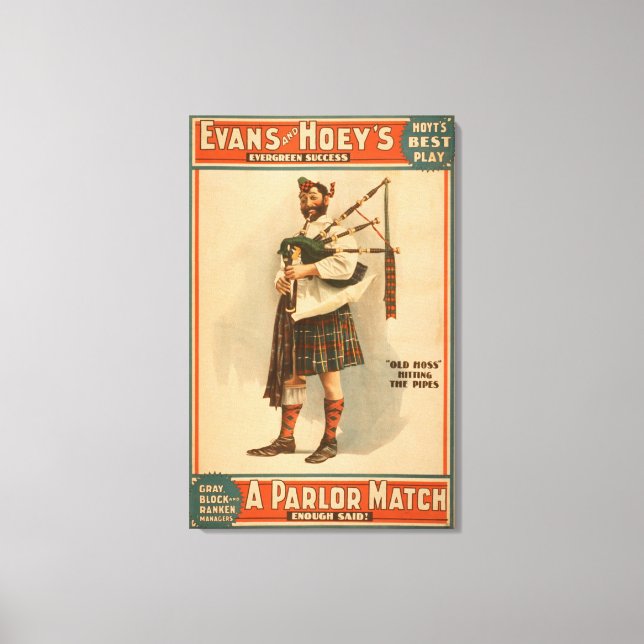 Toile Un salon Match "Old Hoss" Scottish Bagpiper (Recto)