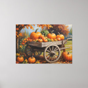 Toile un tableau de citrouilles sur un chariot