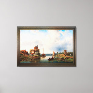Toile Un Vaste Paysage De Rivière Avec Des Moulins À Ven