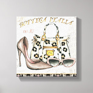 Toile Une chaussure, un sac, et une paire de verres
